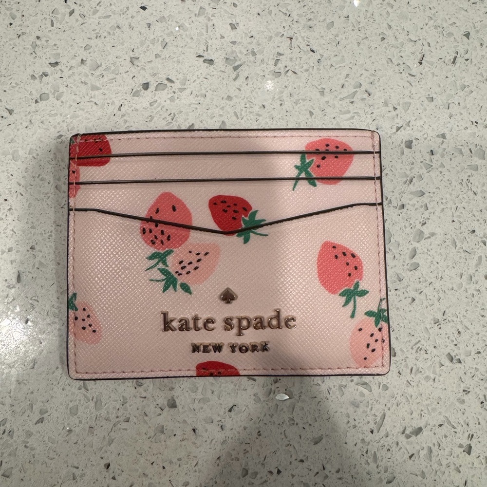 Kate Spade Blush Card Holder with Strawberry Design